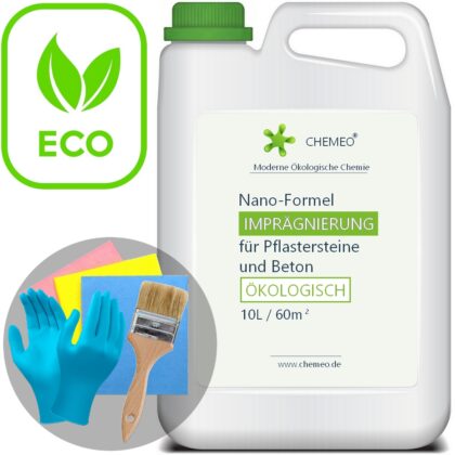 Imprägnierung für Pflastersteine und Beton (100% ökologisch), 10L für 60m², 5 Jahre Schutz, mit Kostenlose Extras