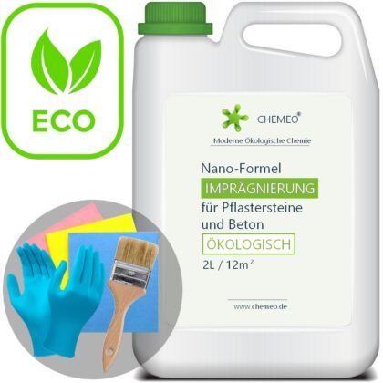 Imprägnierung für Pflastersteine und Beton (100% ökologisch), 2L für 24m², 5 Jahre Schutz, mit Kostenlose Extras