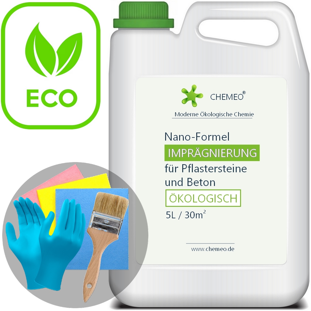 Imprägnierung für Pflastersteine und Beton (100% ökologisch), 5L für 30m², mit Kostenlose Extras