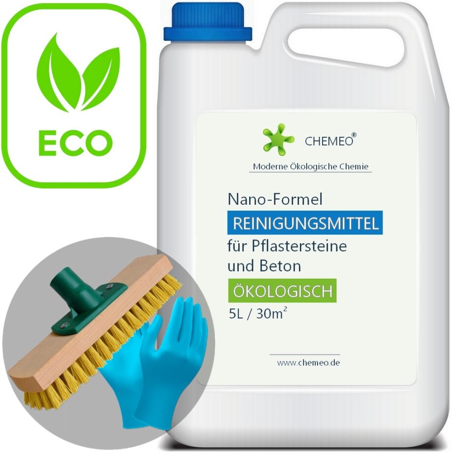 Reinigungsmittel für Beton und Pflastersteine (100% ökologisch), 5L für 30m², mit Kostenlose Extras